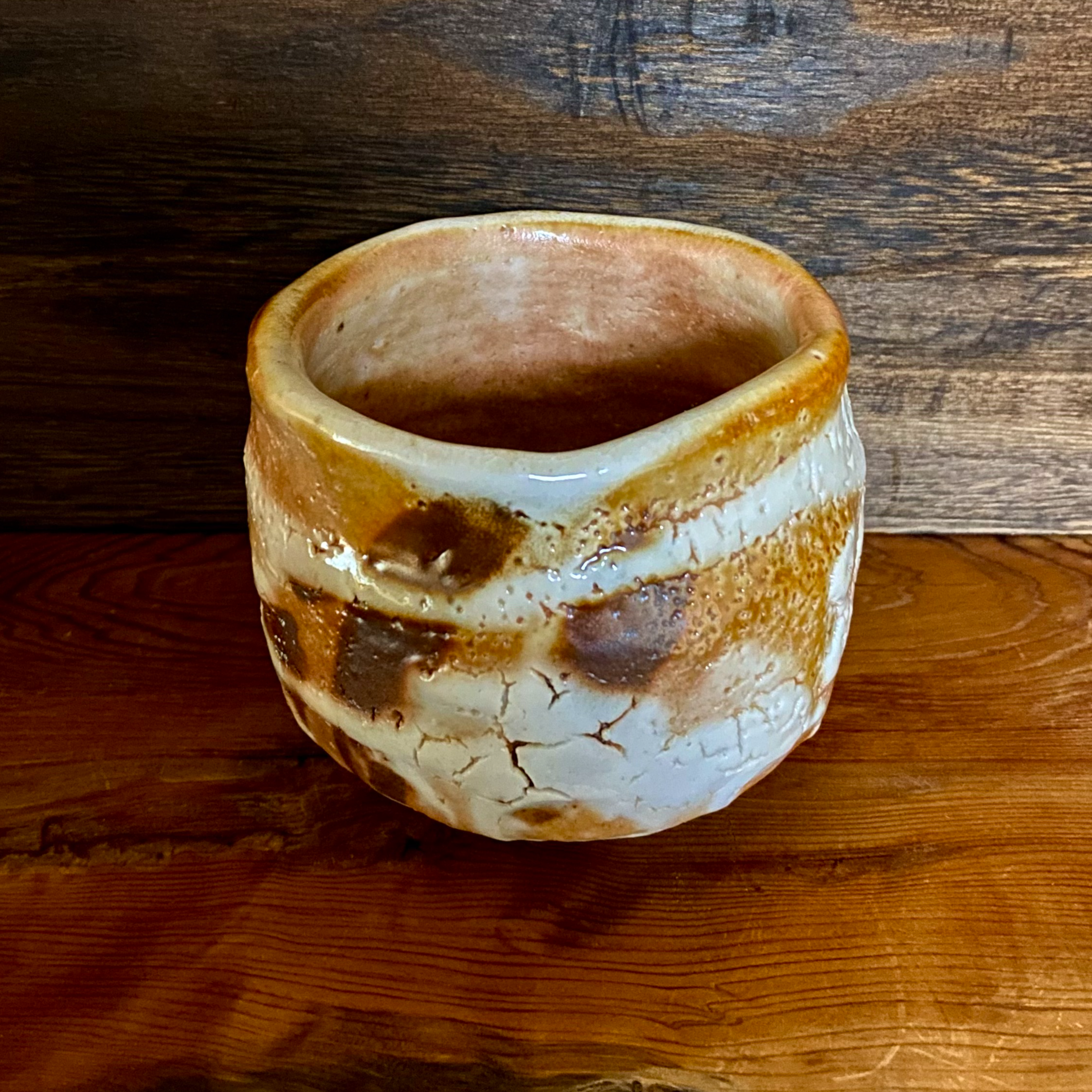 陶磁器 信楽焼 金ラスターはふり志野茶盌 山崎勝実｜NA-utsuwa-(日本橋